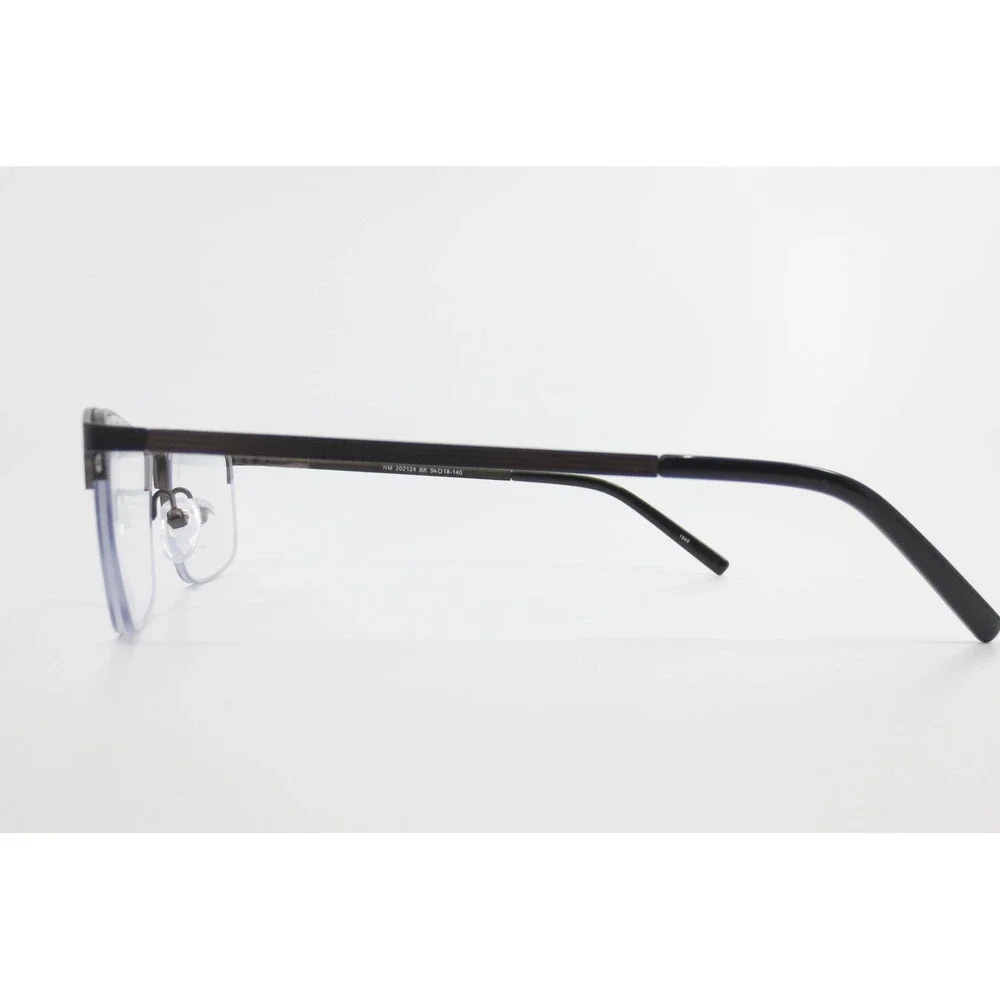 Robert Mitchel RM 202124 BK Black Gunmetal Semi Rimless Rectangular Eyeglasses